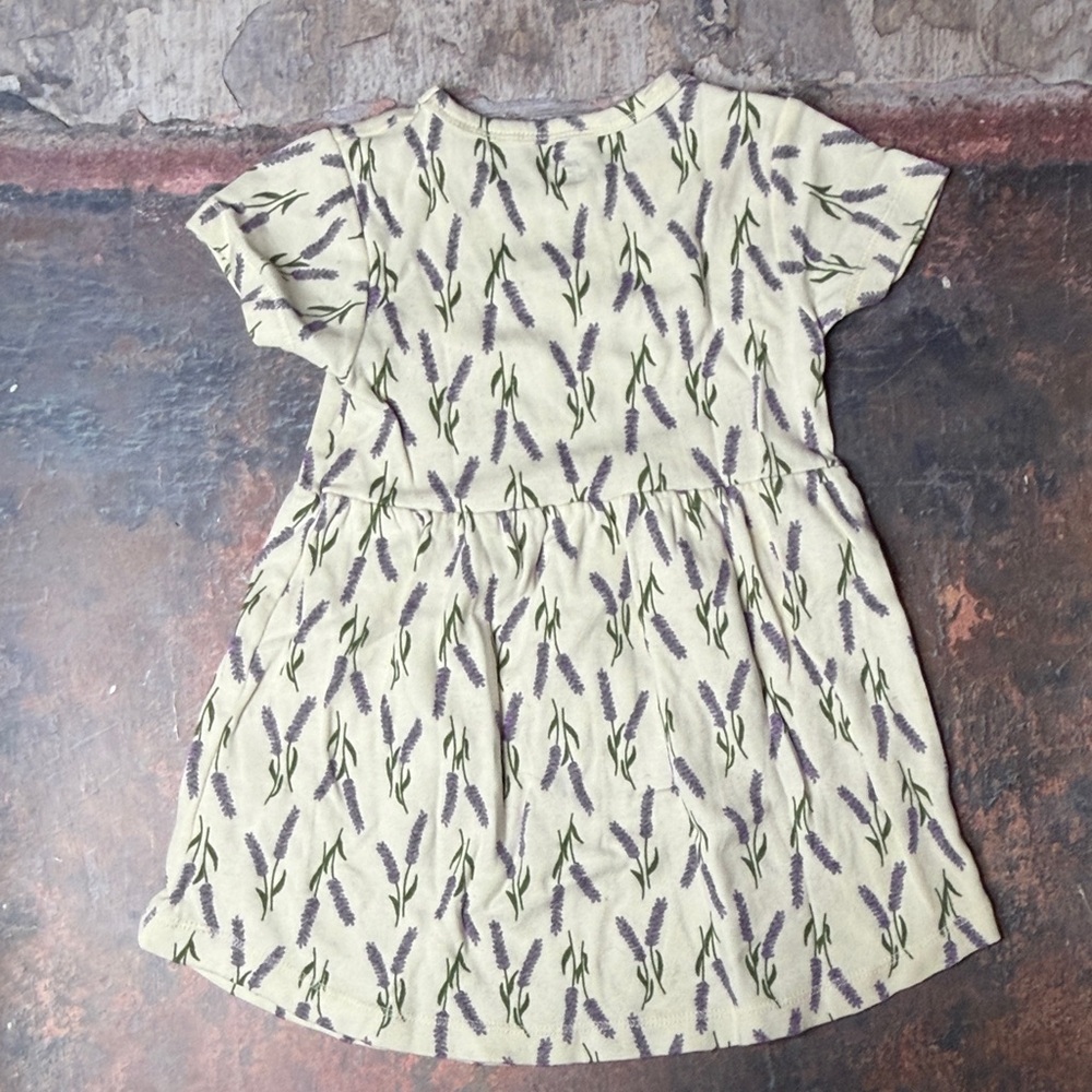 (5for$10)Lavender Floral Kids Dress with Long Sleeve Blouse/ 100% organic cotton - Picture 4 of 7